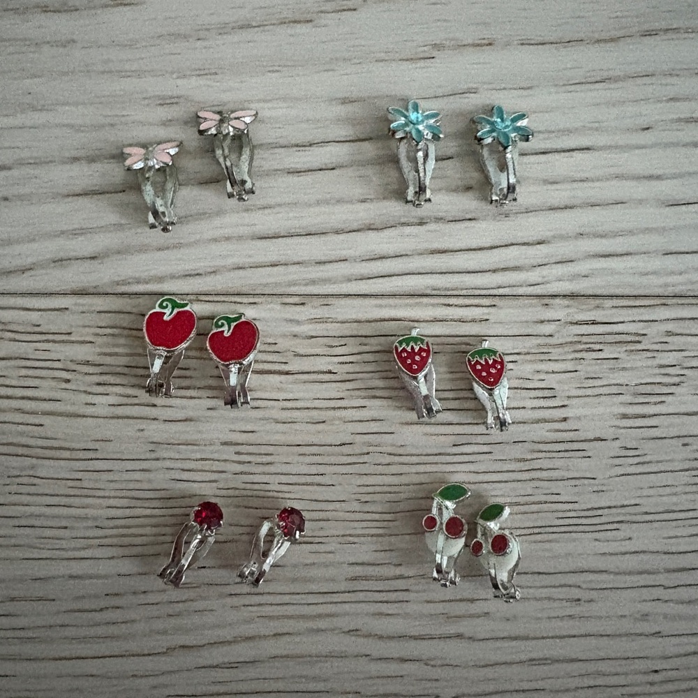 Colorful Fruit, Flower, Etc. Clip-On Earrings Set